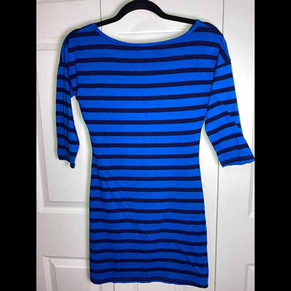 EUC- STRIPE 3/4 SLEEVE BODYCON DRESS - Picture 2 of 4